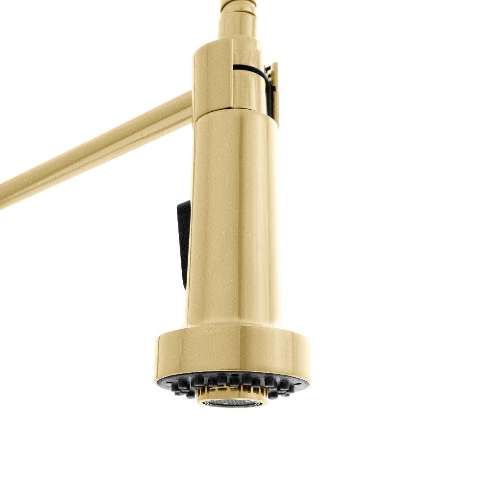 ZLINE Apollo Pull Down Spring Kitchen Faucet in Polished Gold (APL-KF-PG)