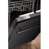 ZLINE 18 in. Compact Black Stainless Steel Top Control Built-In Dishwasher with Stainless Steel Tub and Modern Style Handle, 52dBa (DW-BS-H-18)