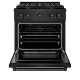ZLINE 30 in. 4.2 cu. ft. Paramount Dual Fuel Range with 4 Burner Gas Cooktop and Electric Convection Oven in Black Stainless Steel (SDRB-30)