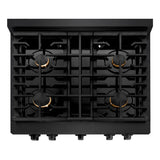 ZLINE 36 in. 5.2 cu. ft. Paramount Gas Range with Convection Gas Oven in Black Stainless Steel with 6 Brass Burners (SGRB-BR-36)