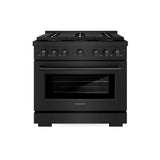 ZLINE 36 in. 5.2 cu. ft. Paramount Gas Range with 6 Burner DuoPro™ Cooktop and Convection Gas Oven in Black Stainless Steel (PSGRB-36)