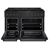 ZLINE 48 in. 6.7 cu. ft. Paramount Gas Range with 8 Burner DuoPro™ Cooktop and Dual Ovens in Black Stainless Steel (PSGRB-48)