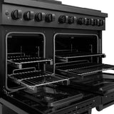 ZLINE 48 in. 6.7 cu. ft. Paramount Gas Range with 8 Burner DuoPro™ Cooktop and Dual Ovens in Black Stainless Steel (PSGRB-48)