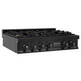 ZLINE 36 in. Porcelain Gas Stovetop in Black Stainless with 6 Gas Brass Burners (RTB-BR-36)