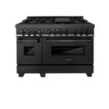 ZLINE 48 in. 6.0 cu. ft. Legacy Dual Fuel Range with 7 Burner Gas Cooktop and 2 Electric Ovens in Black Stainless Steel (RAB-48)