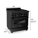ZLINE 30 in. 4.0 cu. ft. Range with Natural Gas Stove and Natural Gas Oven in Black Stainless Steel (RGB-30)