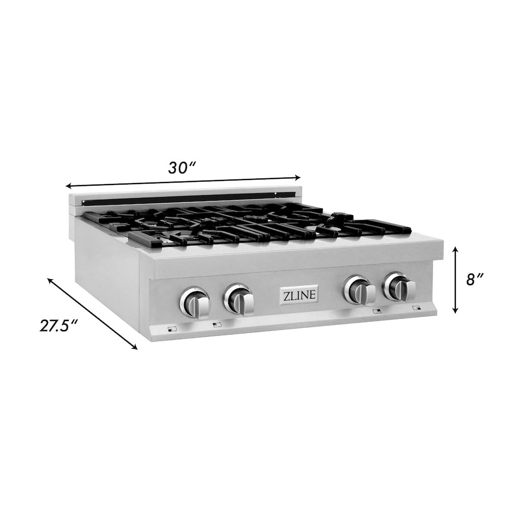 ZLINE 30 in. Legacy Gas Rangetop with 4 Burners and Porcelain Cooktop in Satin Stainless Steel (RTS-30)