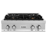 ZLINE 30 in. Legacy Gas Rangetop with 4 Brass Burners and Porcelain Cooktop in Satin Stainless Steel (RTS-BR-30)