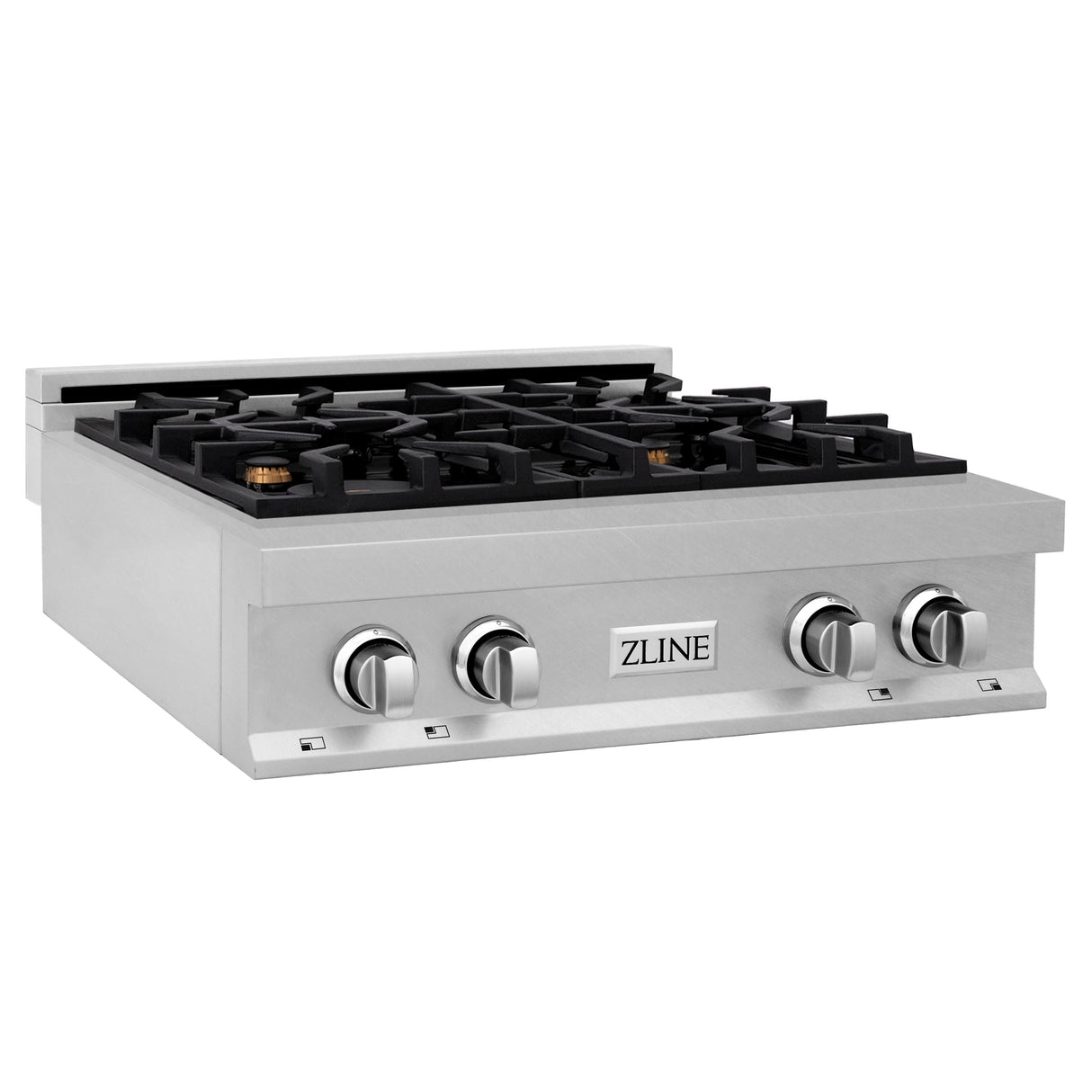 ZLINE 30 in. Legacy Gas Rangetop with 4 Brass Burners and Porcelain Cooktop in Satin Stainless Steel with Griddle (RTS-BR-GR-30)