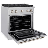 ZLINE 30 in. 4.2 cu. ft. Paramount Gas Range with Convection Gas Oven in Satin Stainless Steel with 4 Brass Burners (SGRS-BR-30)