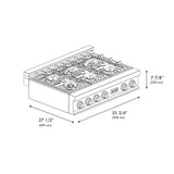 ZLINE 36 in. Legacy Gas Rangetop with 6 Burners and Porcelain Cooktop in Satin Stainless Steel (RTS-36)