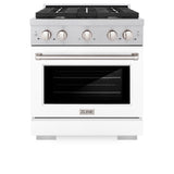 ZLINE 30 in. 4.2 cu. ft. Paramount Dual Fuel Range with 4 Burner Gas Cooktop and Electric Convection Oven in Satin Stainless Steel with White Matte Door (SDRS-WM-30)