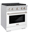 ZLINE 30 in. 4.2 cu. ft. Paramount Dual Fuel Range with 4 Burner Gas Cooktop and Electric Convection Oven in Satin Stainless Steel with White Matte Door (SDRS-WM-30)