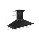 48" ZLINE CrownSound™Ducted Vent Wall Mount Range Hood in Black Stainless Steel with Built-in Bluetooth Speakers (BSKBNCRN-BT-48)