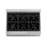 ZLINE 36 in. 4.6 cu. ft. Legacy Dual Fuel Range with 6 Burner Gas Cooktop and Electric Convection Oven in Satin Stainless Steel with Griddle (RAS-SN-GR-36)