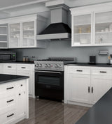 ZLINE 30 in. 4.0 cu. ft. Legacy Dual Fuel Range with 4 Burner Gas Cooktop and Electric Convection Oven in Satin Stainless Steel and Black Matte Door (RAS-BLM-30)