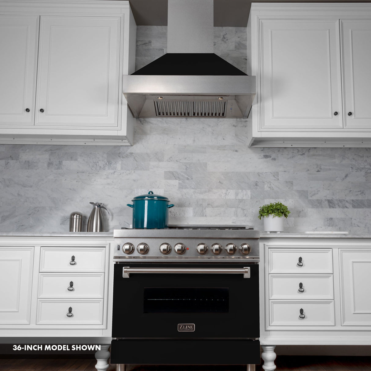 ZLINE 30 in. 4.0 cu. ft. Legacy Dual Fuel Range with 4 Burner Gas Cooktop and Electric Convection Oven in Satin Stainless Steel and Black Matte Door (RAS-BLM-30)