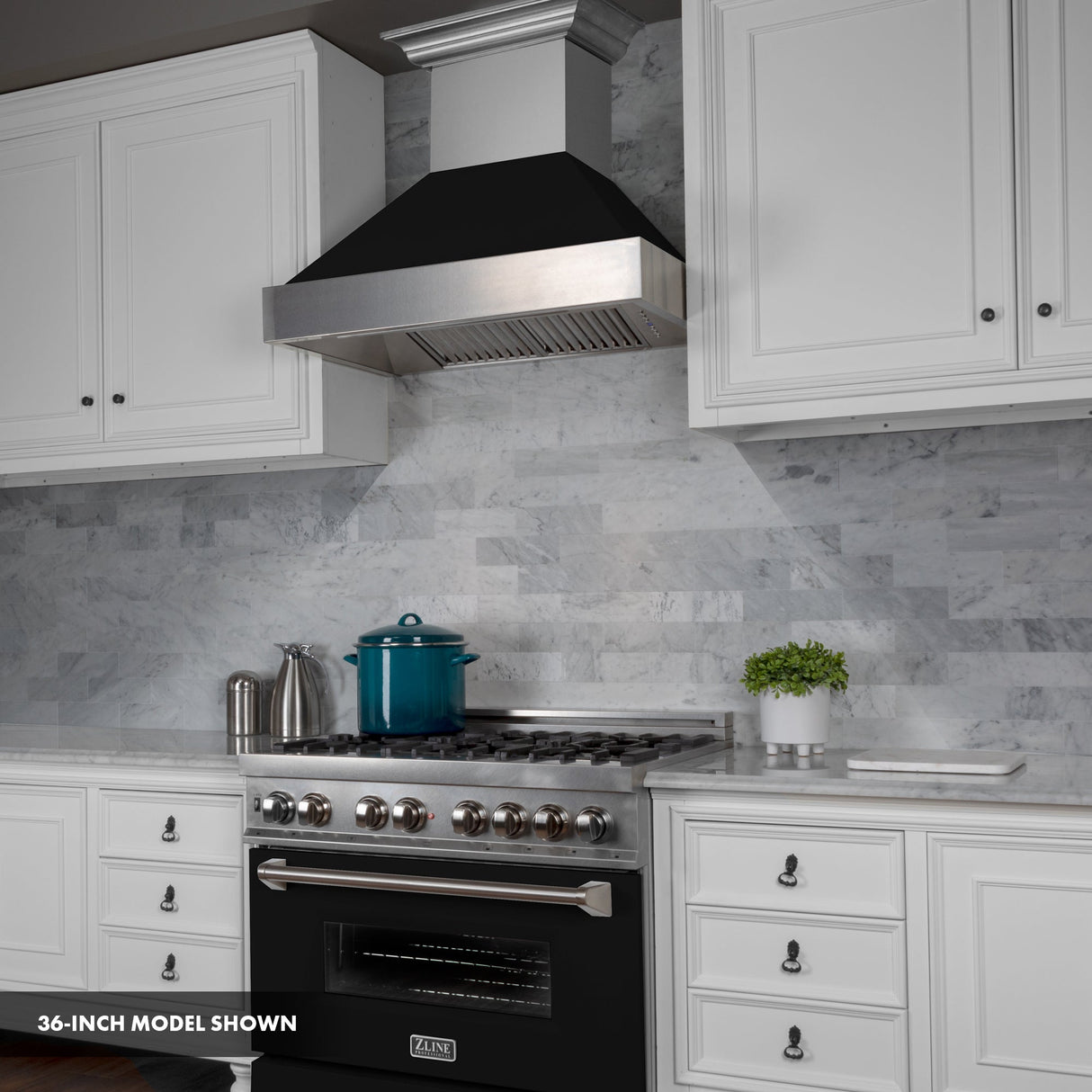 ZLINE 30 in. 4.0 cu. ft. Legacy Dual Fuel Range with 4 Burner Gas Cooktop and Electric Convection Oven in Satin Stainless Steel and Black Matte Door (RAS-BLM-30)