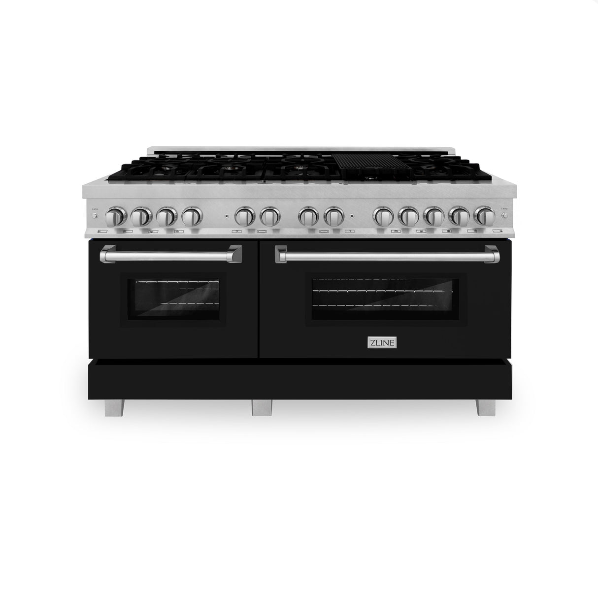 ZLINE 30 in. 4.0 cu. ft. Legacy Dual Fuel Range with 4 Burner Gas Cooktop and Electric Convection Oven in Satin Stainless Steel and Blue Matte Door (RAS-BM-30)
