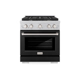 ZLINE 30 in. 4.2 cu. ft. Paramount Dual Fuel Range with 4 Burner Gas Cooktop and Electric Convection Oven in Satin Stainless Steel with Black Matte Door (SDRS-BLM-30)