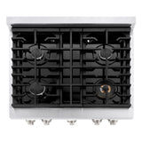ZLINE 30 in. 4.2 cu. ft. Paramount Dual Fuel Range with 4 Burner Gas Cooktop and Electric Convection Oven in Satin Stainless Steel with Black Matte Door (SDRS-BLM-30)