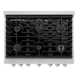 ZLINE 36 in. 5.2 cu. ft. Paramount Dual Fuel Range with 6 Burner Gas Cooktop and Electric Convection Oven in Satin Stainless Steel with Black Matte Door (SDRS-BLM-36)