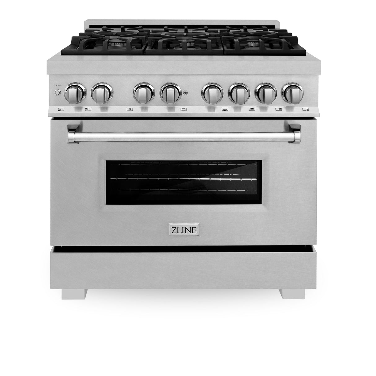 ZLINE 36 in. 4.6 cu. ft. Legacy Dual Fuel Range with 6 Burner Gas Cooktop and Electric Convection Oven in Satin Stainless Steel (RAS-SN-36)