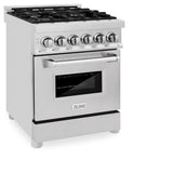 ZLINE 24 in. 2.8 cu. ft. Legacy Dual Fuel Range with 4 Burner Gas Cooktop and Electric Convection Oven in Stainless Steel with Satin Stainless Steel Door (RA-SN-24)