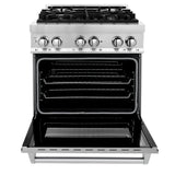 ZLINE 30 in. 4.0 cu. ft. Legacy Dual Fuel Range with 4 Burner Gas Cooktop and Electric Convection Oven in Stainless Steel with Satin Stainless Steel Door (RA-SN-30)