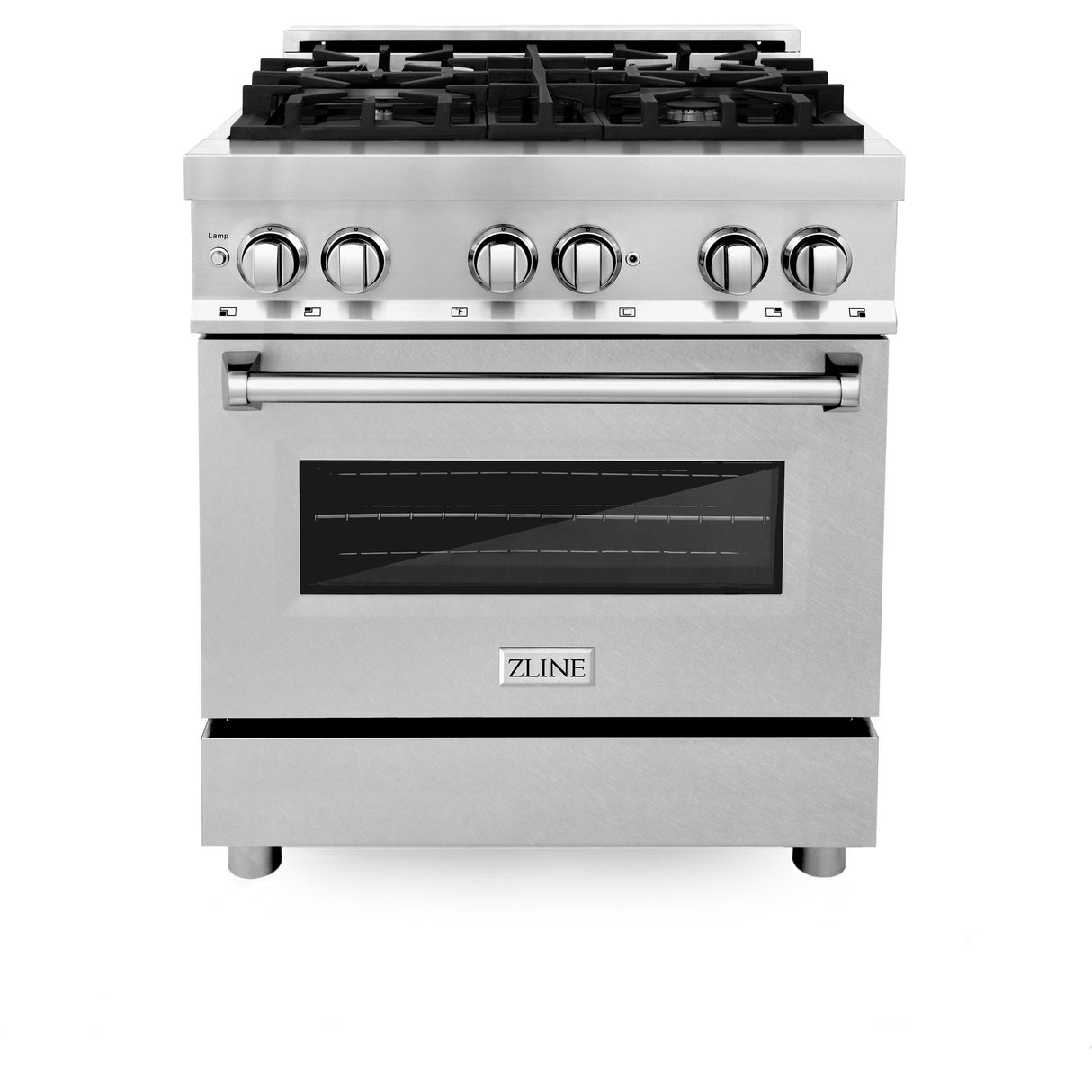 ZLINE 30 in. 4.0 cu. ft. Legacy Dual Fuel Range with 4 Burner Gas Cooktop and Electric Convection Oven in Stainless Steel with Satin Stainless Steel Door (RA-SN-30)