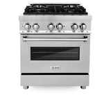 ZLINE 30 in. 4.0 cu. ft. Legacy Dual Fuel Range with 4 Burner Gas Cooktop and Electric Convection Oven in Stainless Steel with Satin Stainless Steel Door (RA-SN-30)