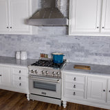 ZLINE 30 in. 4.0 cu. ft. Legacy Dual Fuel Range with 4 Burner Gas Cooktop and Electric Convection Oven in Stainless Steel with Satin Stainless Steel Door (RA-SN-30)