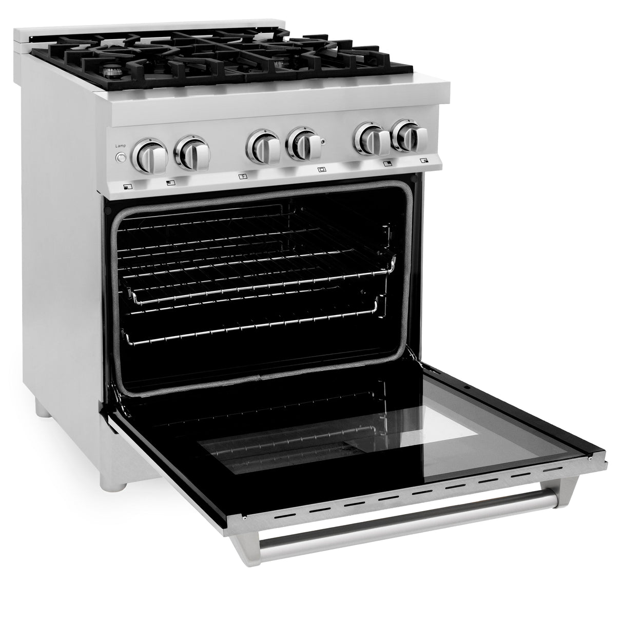 ZLINE 30 in. 4.0 cu. ft. Legacy Dual Fuel Range with 4 Burner Gas Cooktop and Electric Convection Oven in Stainless Steel with Satin Stainless Steel Door (RA-SN-30)