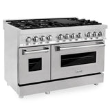ZLINE 48 in. 6.0 cu. ft. Legacy Dual Fuel Range with 7 Burner Gas Cooktop and 2 Electric Ovens in Stainless Steel with Satin Stainless Steel Doors (RA-SN-48)