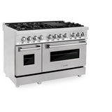 ZLINE 48 in. 6.0 cu. ft. Legacy Dual Fuel Range with 7 Burner Gas Cooktop and 2 Electric Ovens in Stainless Steel with Satin Stainless Steel Doors (RA-SN-48)