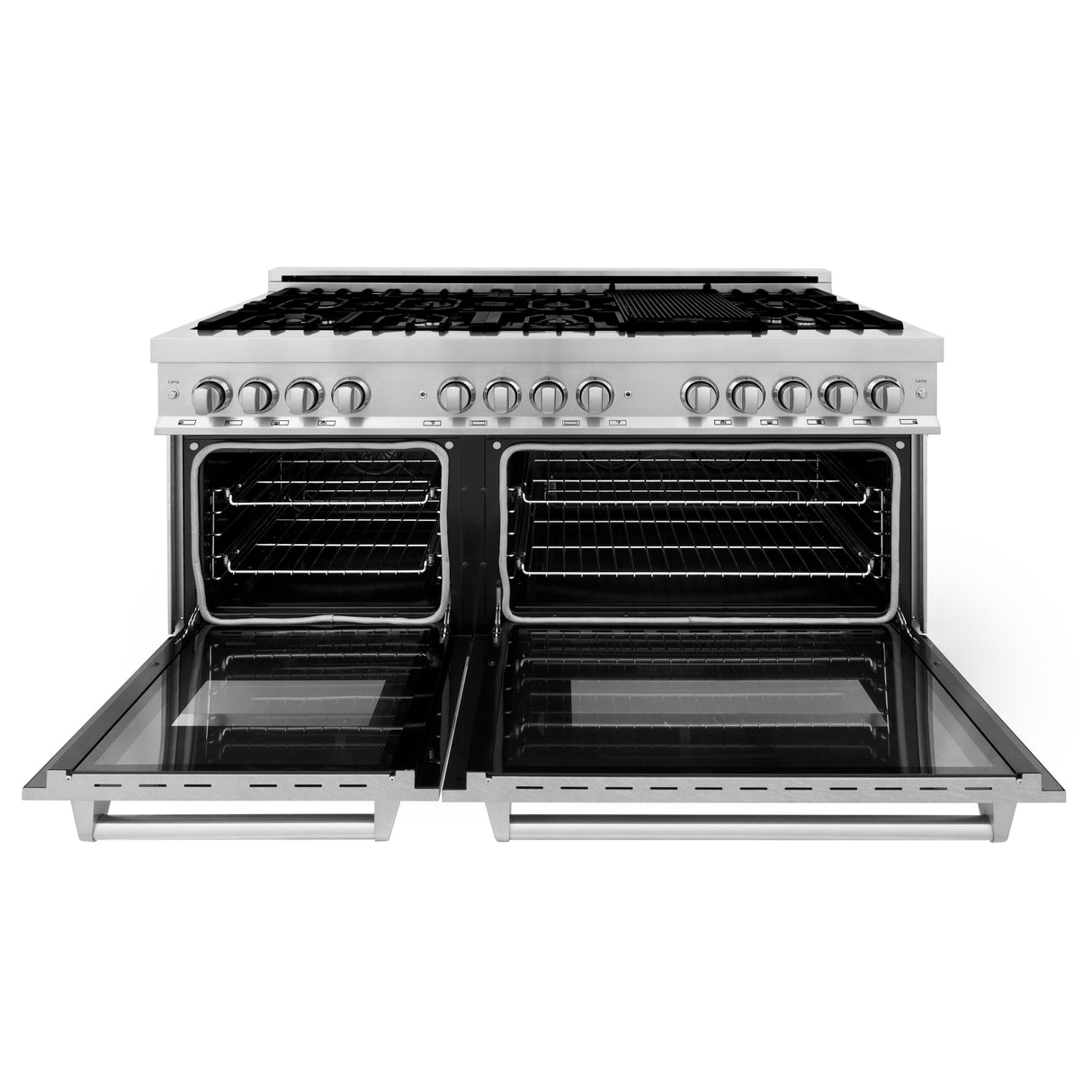 ZLINE 60 in. 7.4 cu. ft. Legacy Dual Fuel Range with 9 Burner Gas Cooktop and 2 Electric Convection Ovens in Stainless Steel with Satin Stainless Steel Doors (RA-SN-60)