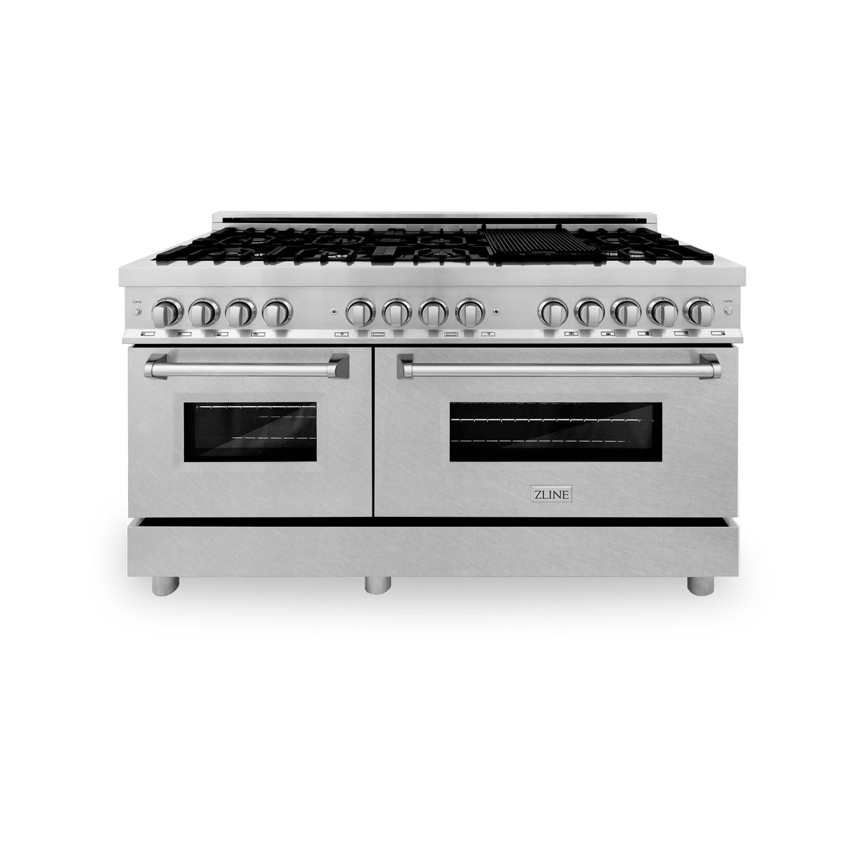 ZLINE 60 in. 7.4 cu. ft. Legacy Dual Fuel Range with 9 Burner Gas Cooktop and 2 Electric Convection Ovens in Stainless Steel with Satin Stainless Steel Doors (RA-SN-60)