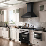 ZLINE 36 in. 4.6 cu. ft. Legacy Dual Fuel Range with 6 Burner Gas Cooktop and Electric Convection Oven in Satin Stainless Steel and Black Matte Door (RAS-BLM-36)