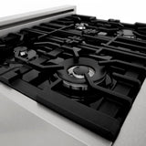 ZLINE 30 in. 4.0 cu. ft. Legacy Dual Fuel Range with 4 Burner Gas Cooktop and Electric Convection Oven in Satin Stainless Steel (RAS-SN-30)