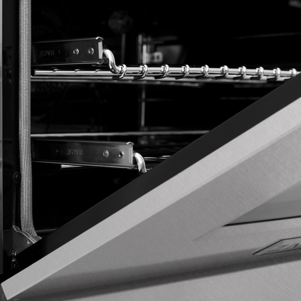 ZLINE 30 in. 4.0 cu. ft. Legacy Dual Fuel Range with 4 Burner Gas Cooktop and Electric Convection Oven in Satin Stainless Steel (RAS-SN-30)