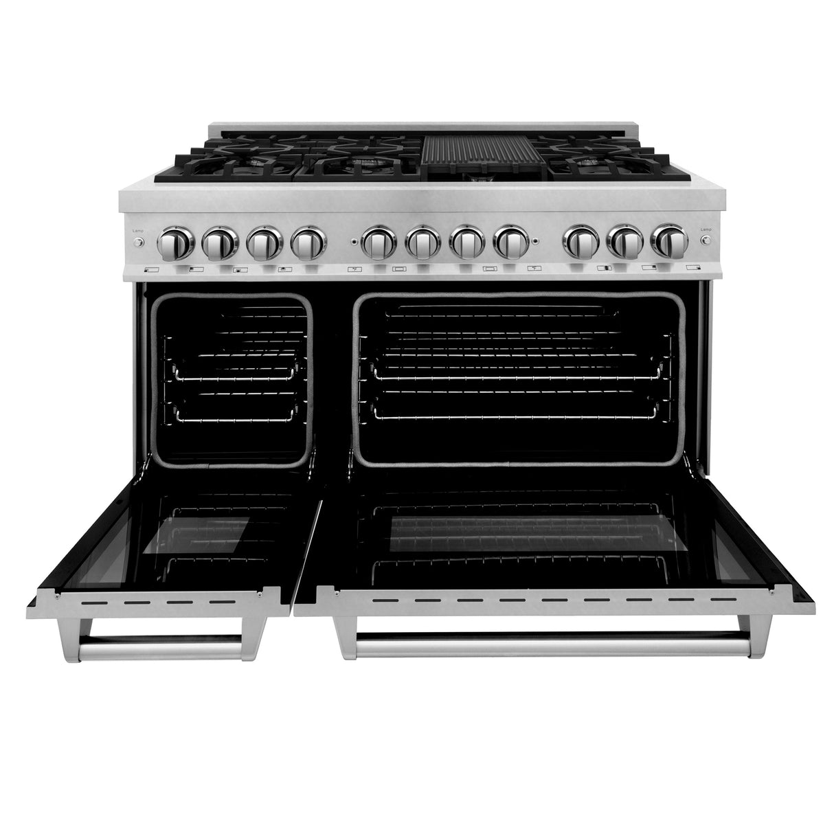 ZLINE 60 in. 7.4 cu. ft. Legacy Dual Fuel Range with 9 Burner Gas Cooktop and 2 Electric Convection Ovens in Satin Stainless Steel (RAS-SN-60)