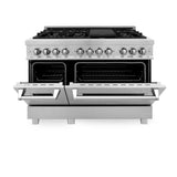 ZLINE 60 in. 7.4 cu. ft. Legacy Dual Fuel Range with 9 Burner Gas Cooktop and 2 Electric Convection Ovens in Satin Stainless Steel (RAS-SN-60)