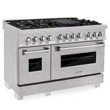 ZLINE 60 in. 7.4 cu. ft. Legacy Dual Fuel Range with 9 Burner Gas Cooktop and 2 Electric Convection Ovens in Satin Stainless Steel (RAS-SN-60)