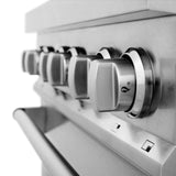 ZLINE 30 in. 4.0 cu. ft. Legacy Dual Fuel Range with Gas Cooktop and Electric Convection Oven in Satin Stainless Steel with 4 Brass Burners (RAS-SN-BR-30)