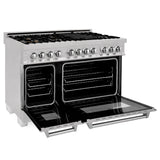 ZLINE 48 in. 6.0 cu. ft. Legacy Dual Fuel Range with Gas Cooktop and 2 Electric Ovens in Satin Stainless Steel with 6 Brass Burners (RAS-SN-BR-48)