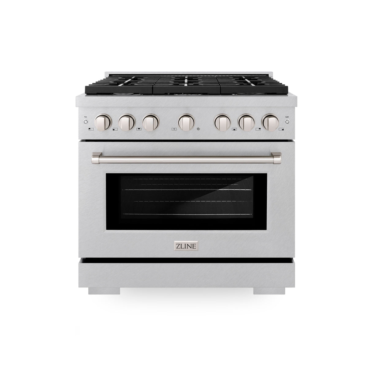 ZLINE 36 in. 5.2 cu. ft. Paramount Dual Fuel Range with 6 Burner Gas Cooktop and Electric Convection Oven in Satin Stainless Steel (SDRS-36)