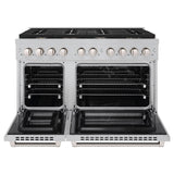 ZLINE 48 in. 6.7 cu. ft. Paramount Double Oven Dual Fuel Range in Satin Stainless Steel with 8 Brass Burners (SDRS-BR-48)