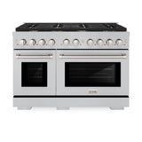 ZLINE 48 in. 6.7 cu. ft. Paramount Double Oven Dual Fuel Range in Satin Stainless Steel with 8 Brass Burners (SDRS-BR-48)