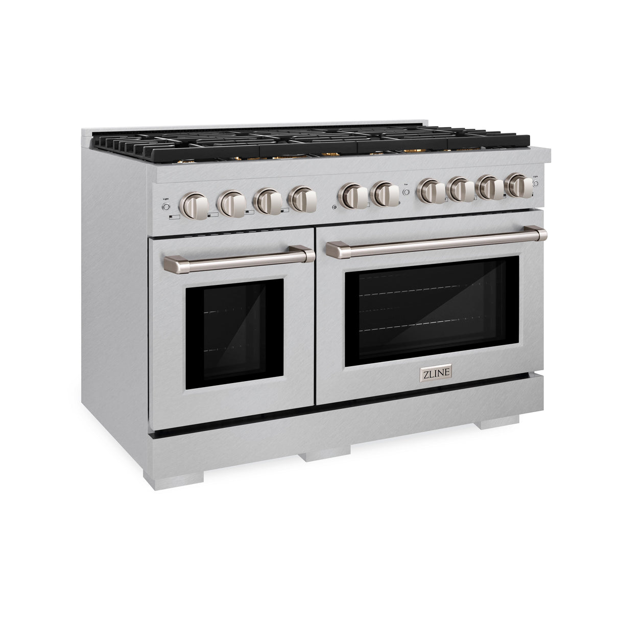ZLINE 48 in. 6.7 cu. ft. Paramount Double Oven Dual Fuel Range in Satin Stainless Steel with 8 Brass Burners (SDRS-BR-48)