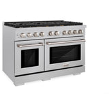 ZLINE 48 in. 6.7 cu. ft. Paramount Double Oven Dual Fuel Range in Satin Stainless Steel with 8 Brass Burners (SDRS-BR-48)
